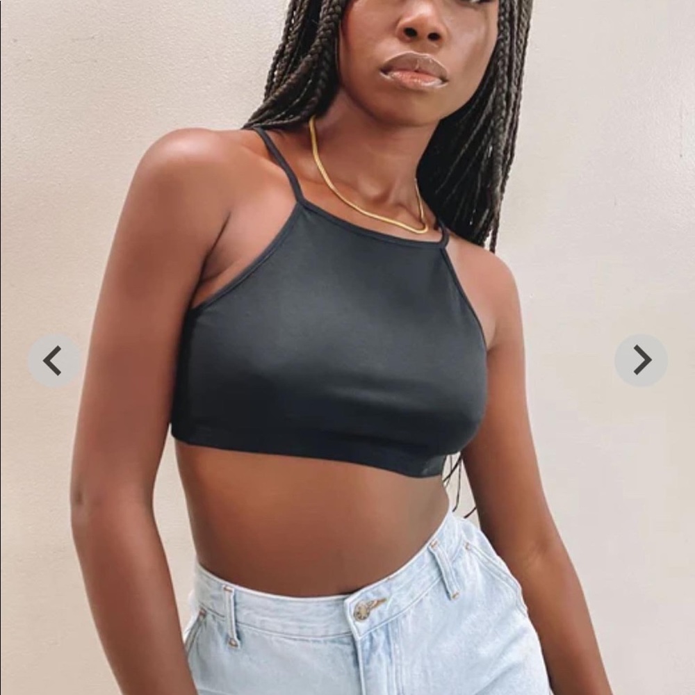 beginning boutique wonderland black crop top size xs 6
